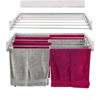 Foxydry Porte-linge mural en aluminium pour balcon ou terrasse, avec un design moderne - Hide 101 cm - blanc
