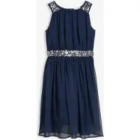 Bonprix Robe en mousseline avec ceinture ornée de sequins