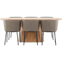 Ebuy24 Stjärnö ensemble pour salle à manger table 90x200cm et 6 chaises nature, brun.