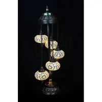 Halay Lampadaire turc avec 5 boules en verre mosaïque colorées – Lampadaire oriental fait main pour un éclairage d'ambiance