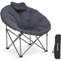 TRVLMORE Chaise de camping - XL - Pliable - Sac de transport inclus - Chaise de camping - Chaise papillon - Capacité de charge 150 kg - Gris