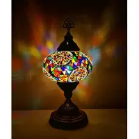 Halay Lampe de table turque multicolore faite main – Lampe mosaïque orientale pour un éclairage d'ambiance