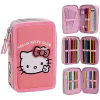 Cerdá Porte-plume rempli Hello Kitty - Trousse d'école & pot à crayons avec accessoires pour enfants