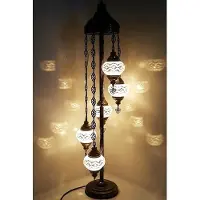 Halay Lampadaire turc mosaïque 5 bulbes - Lampe marocaine artisanale en verre et métal, hauteur 120 cm