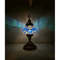 Halay Lampe de table orientale - Lampe de chevet turque fabriquée à la main 17 cm - E14 - Éclairage multicolore