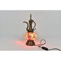 Halay Lampe de table Ibrik turque fabriquée à la main, aux couleurs vives, pour l'intérieur et l'extérieur, carafe orientale