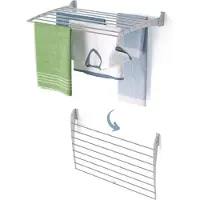 Foxydry Fold Down 80 cm – Étendoir à linge mural pliable vers le bas, compact et peu encombrant, en aluminium et acier