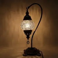 Halay Lampe mosaïque turque - Lampe de table artisanale avec col de cygne - Ø 12 cm, hauteur 43 cm - Authentique et colorée