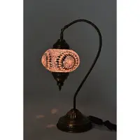 Halay Lampe de table turque artisanale en forme d'arc, rose – Lampe mosaïque orientale, hauteur 43 cm, douille E-14