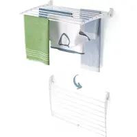 Foxydry Fold Down 80 cm blanc – Étendoir à linge mural pliable vers le bas, compact et peu encombrant, pour balcon et terrasse