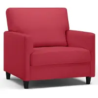 COMHOMA Fauteuil de relaxation Fauteuil TV pour chambre à coucher, coin lecture Fauteuil latéral avec mousse à mémoire de forme douce Siège lounge, housse en lin, rouge