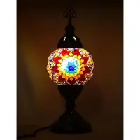 Halay Lampe de table mosaïque d'Asie orientale (lampe turque) Ø 12 cm, fabriquée à la main, hauteur 36 cm, pour ampoule E14 jusqu'à 40 watts