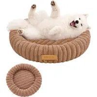 Dogeste Donut panier pour chien 60 cm rond, coussin doux et moelleux, lavable, fond antidérapant