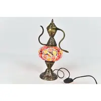 Halay Lampe de table Ibrik turque fabriquée à la main dans des couleurs vives – lampe de nuit orientale en forme de carafe pour une lumière d'ambiance