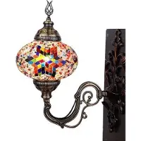 Halay Applique murale orientale – Lampe mosaïque faite main en Turquie – Ø 15 cm, hauteur 28 cm, LED E14 incluse