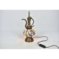 Halay Lampe de table Ibrik turque fabriquée à la main, aux couleurs vives, pour l'intérieur et l'extérieur, carafe orientale