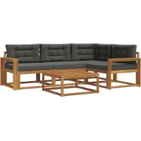 vidaXL Ensemble de canapés d'extérieur avec coussins 5 pièces Nature et Anthracite