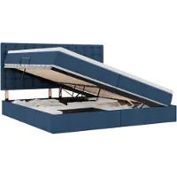 vidaXL Lit coffre à LED avec matelas, bleu, 200 x 200 cm, tissu