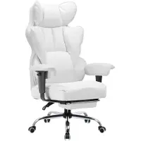 COMHOMA Chaise gaming , chaise de bureau ergonomique, chaise de bureau avec accoudoirs réglables, soutien lombaire à ressorts ensachés 150 kg, blanc