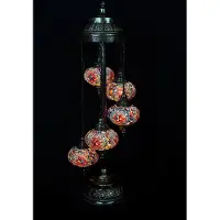 Halay Lampadaire turc - Lampe orientale - Multicolore - 5 boules en mosaïque - Fabriqué à la main - Hauteur 120 cm