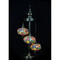 Halay Lampe turque en mosaïque - Lampe marocaine avec 3 boules de verre colorées - Éclairage oriental