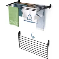 Foxydry Séchoir à linge à fixation murale, solution peu encombrante pour l'intérieur - Fold Down 100 cm noir
