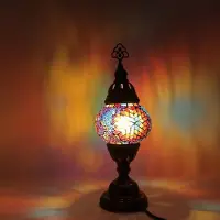 Halay Lampe mosaïque turque - Lampe de table artisanale - Lampe orientale marocaine - Ø 12 cm, hauteur 30 cm - Colorée et authentique