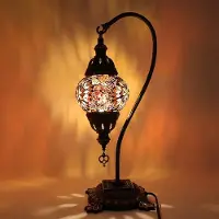 Halay Lampe mosaïque turque - Lampe de table artisanale avec col de cygne - Ø 12 cm, hauteur 43 cm - Authentique et colorée