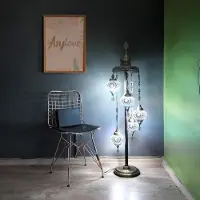 Halay Lampadaire turc fait main avec 5 boules en verre – lampe mosaïque orientale blanche pour un éclairage d'ambiance