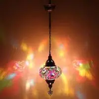 Halay Lampe suspendue Mozaïek - Lampe turque orientale faite main, Ø 19 cm, hauteur 50 cm, ampoule LED E14, multicolore