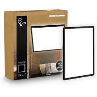 B.K.Licht Panneau LED plat 24x24 cm rectangulaire 16 W 1900 lm 4000 K blanc neutre protection contre les projections d'eau noir - Plafonnier salle de bain cuisine salon