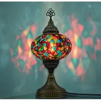 Halay Lampe de table Mozaiek, veilleuse artisanale, lampe Tiffany arabe turque pour chambre à coucher, bureau et salon