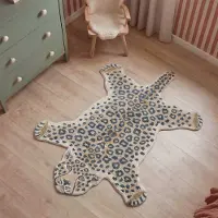Little Olly Tapis lavable pour enfant - Wild Panter Naturel | 80x160 cm | Irréguliers | Pile courte