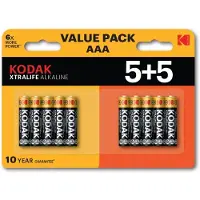 Kodak Piles alcalines XTRALIFE AAA 10 (paquet de 5+5)