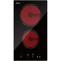 CIARRA CRGDBCH302T Plaque vitrocéramique encastrable 3000 W, 2 feux, 9 niveaux de puissance, commande tactile, minuterie et sécurité