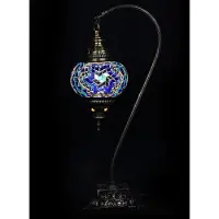 Halay Lampe de table turque avec verre mosaïque bleu de 13 cm – Lampe orientale pour une ambiance chaleureuse