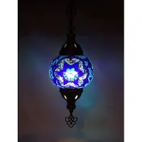 Halay Suspension Oosterse Mozaïek bleue - Lampe turque fabriquée à la main avec douille E-14, hauteur 78 cm