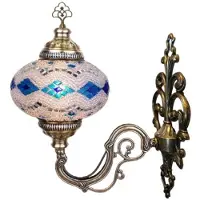 Halay Applique murale turque de style marocain avec mosaïque orientale – éclairage d'ambiance couleur aqua - LED