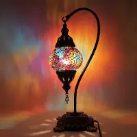 Halay Lampe mosaïque turque - Lampe de table artisanale avec col de cygne - Ø 12 cm, hauteur 43 cm - Authentique et colorée