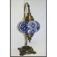 Halay Lampe de table turque avec boule en mosaïque bleue de 12 cm – Lampe orientale fabriquée à la main pour une lumière d'ambiance