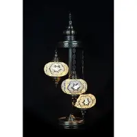 Halay Lampadaire Turkse avec 3 boules en mosaïque de verre blanc - Lampadaire oriental fait main