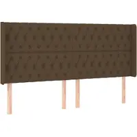 vidaXL Tête de lit avec oreilles brun foncé 203x16x118/128 cm Tissu
