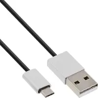 InLine 31730I Câble Micro-USB 2.0, USB-A prise à Micro-B prise, noir/alu, flexible, 3m