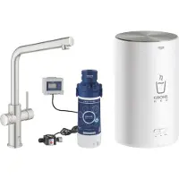 GROHE Robinet de cuisine avec fonction filtre et eau bouillante Red Duo supersteel matt 30327