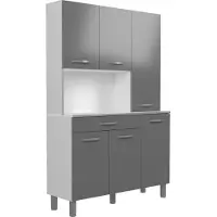 Ekipa Oslo - Buffet 120 cm - 1 tiroir et 6 portes - L 120 x P 40 x H 185 cm - Couleur gris brillant -