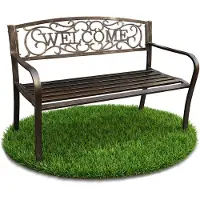 Akord Banc de Jardin en Brun IRYS avec Pieds en Acier et dossier en fonte, Largeur 127 cm