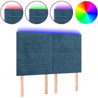 vidaXL Tête de lit LED bleu foncé 144x5x118/128 cm velours