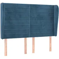 vidaXL Tête de lit avec oreilles bleu foncé 147x23x118/128 cm velours
