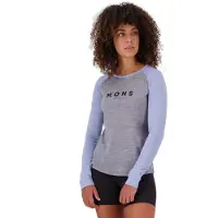Mons Royale - T-shirt en laine de mérinos - Icon Merino Raglan LS W Grey Heather/Skyline pour Femme - Taille L - Violet