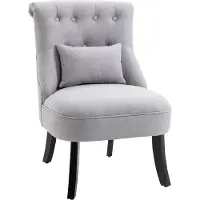 HOMCOM Fauteuil relax avec coussin de dossier, fauteuil, fauteuil TV, pieds surélevés, lin, gris, 52,5 x 69 x 77 cm